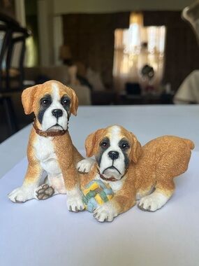 Vintage 1998 Castagna Boxers Figurine Max & Morgan 90437 Dog Statue